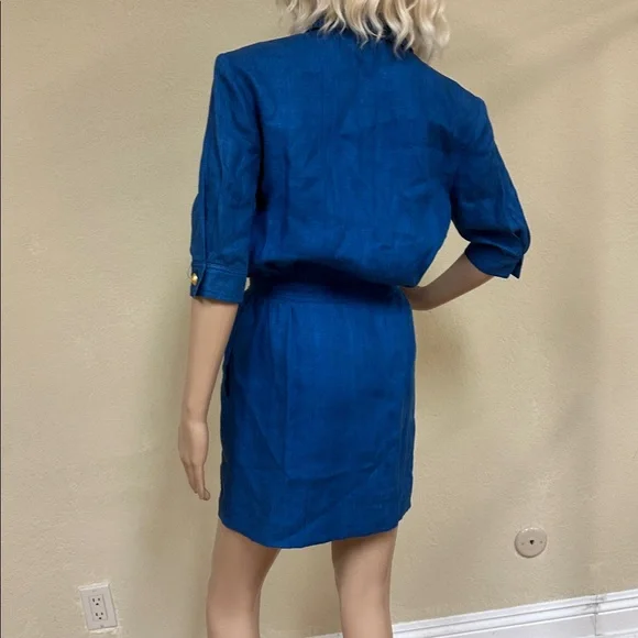 Valentino Royal Blue Mini Dress with Gold Accents - Picture 6 of 7